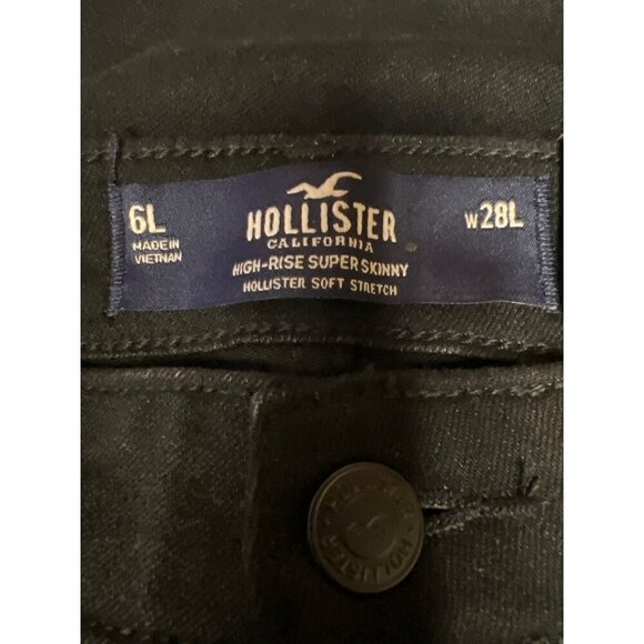 NEW! Hollister Super Skinny High Rise Black Distressed Jeans Women's Size 6 Long - Picture 8 of 11